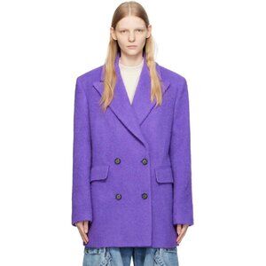 NWT $1024 MSGM Double-Breasted Coat Purple US Size 4